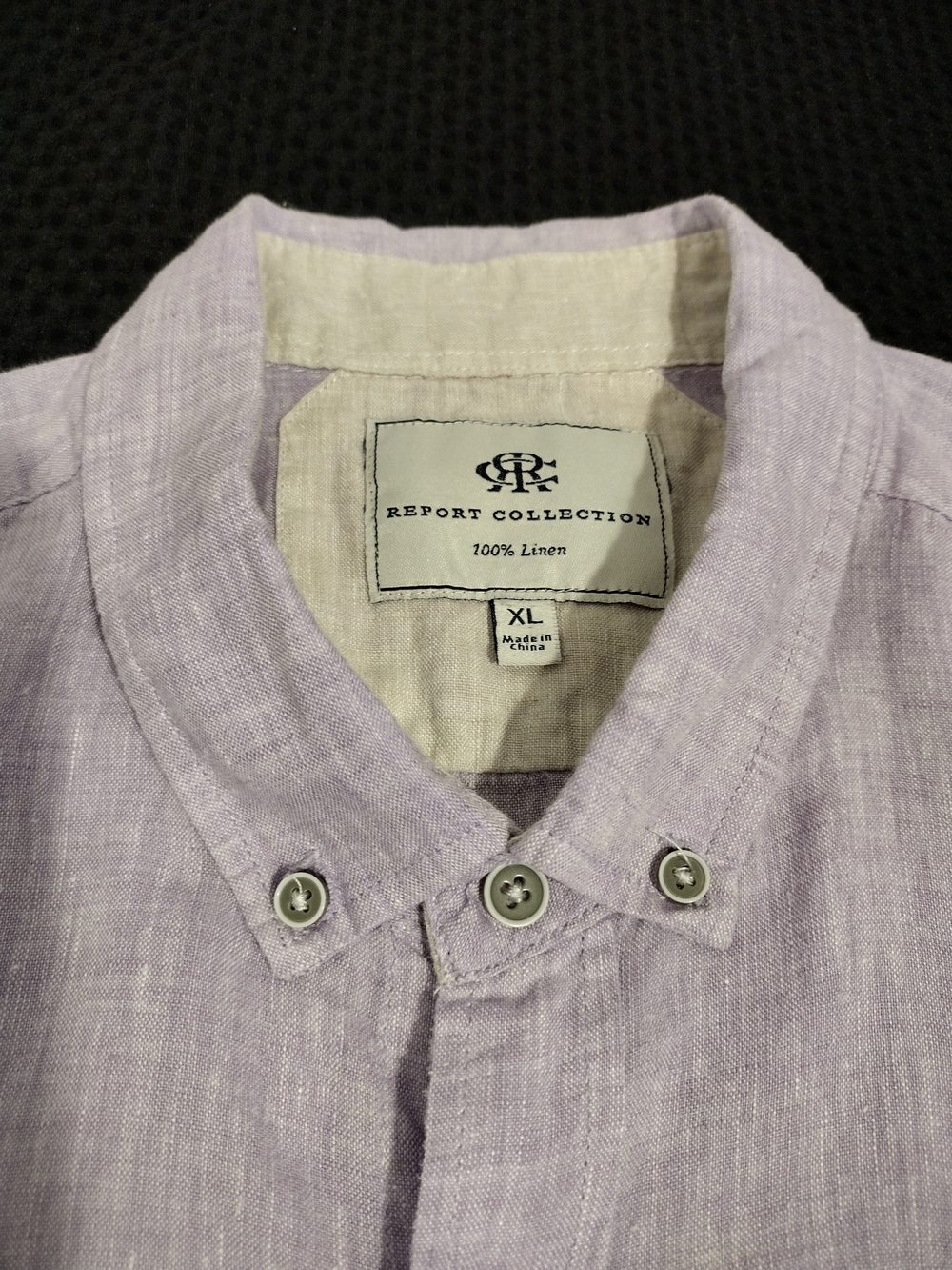 REPORT COLLECTION 100% Linen Lavender Button-Down Shirt